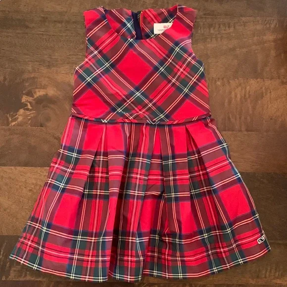 Vineyard Vines Dresses | Vineyard Vines Girls/ Toddler Tartan Dress Size 2T | Color: Black/Red | Size: 2tg | Amitchell37'S Closet